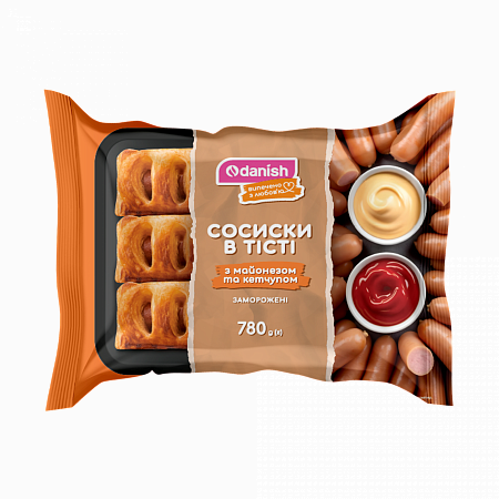 Сосиска Майонез-кетчуп ТМ Danish, 780 г (6 шт*130 г) - дистрибьюція Сосиска Майонез-кетчуп ТМ Danish, 780 г (6 шт*130 г) - Fishki Food – смачна ідея!