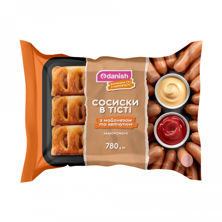 Сосиска в тісті з майонезом та кетчупом ТМ Danish , 780 г (6 шт*130 г)